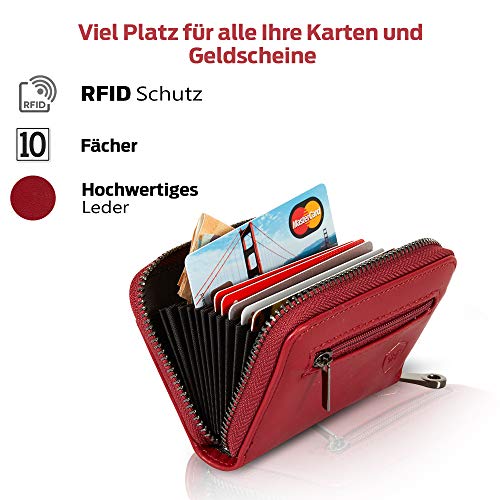 명품 카드 명함 지갑 독일출고동전 수납 공간이있는 카드 케이스 최대 20개의 카드 가죽으로 만든 신용카드 케이스 (와인 레드)534452
