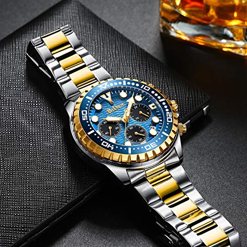 남성 시계 Chronograph Stainless Steel 방수 Date 아날로그 Quartz Watch Business Wrist Watches for 남성 시계  미국출고 -538112