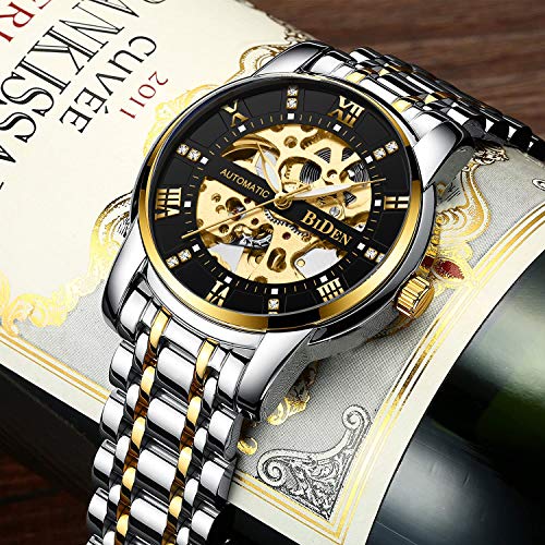 남성 시계 Mechanical Automatic SelfWinding Stainless Steel Skeleton Luxury 방수 Diamond Dial Wrist Watches for 남성 시계 -53 미국출고 -538114