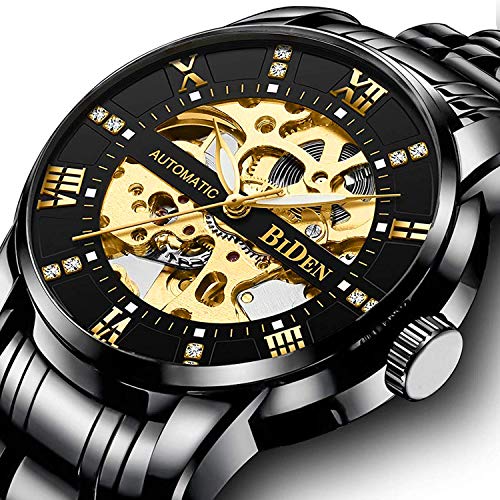 남성 시계 Mechanical Automatic SelfWinding Stainless Steel Skeleton Luxury 방수 Diamond Dial Wrist Watches for 남성 시계 -53 미국출고 -538115