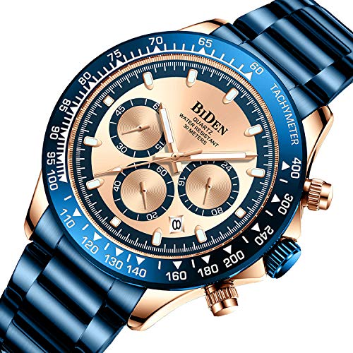 남성 시계 Chronograph Stainless Steel Watch 방수 Date 아날로그 Quartz Fashion Business Wrist Watches for 남성 시계  미국출고 -538117