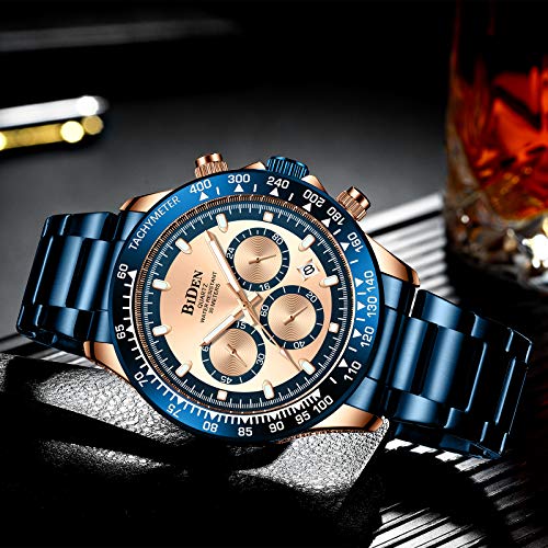 남성 시계 Chronograph Stainless Steel Watch 방수 Date 아날로그 Quartz Fashion Business Wrist Watches for 남성 시계  미국출고 -538117