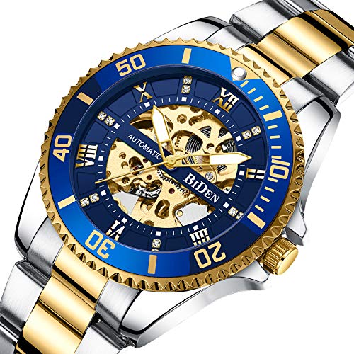 남성 시계 Mechanical Automatic SelfWinding Stainless Steel Skeleton Luxury 방수 Diamond Dial Wrist Watches for 남성 시계 -53 미국출고 -538121