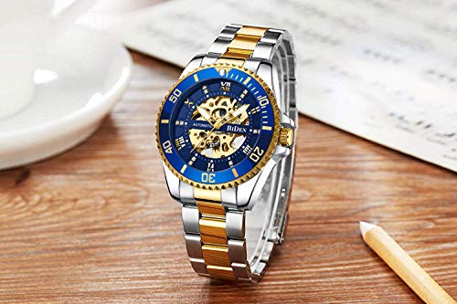 남성 시계 Mechanical Automatic SelfWinding Stainless Steel Skeleton Luxury 방수 Diamond Dial Wrist Watches for 남성 시계 -53 미국출고 -538121