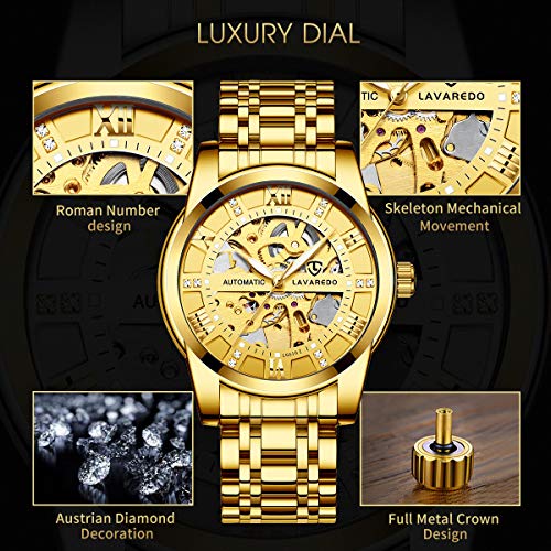 남성 시계 Luxury Mechanical Stainless Steel Skeleton 방수 Automatic SelfWinding Rome Number Diamond Dial Wrist Watch -53 미국출고 -538124