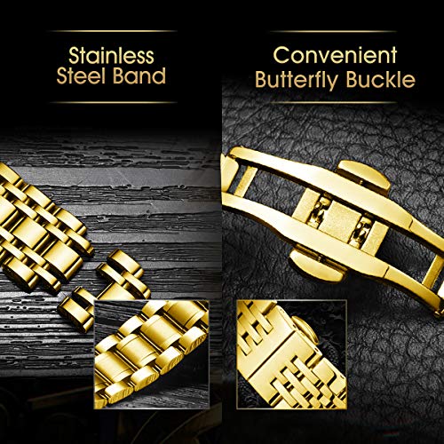 남성 시계 Luxury Mechanical Stainless Steel Skeleton 방수 Automatic SelfWinding Rome Number Diamond Dial Wrist Watch -53 미국출고 -538124