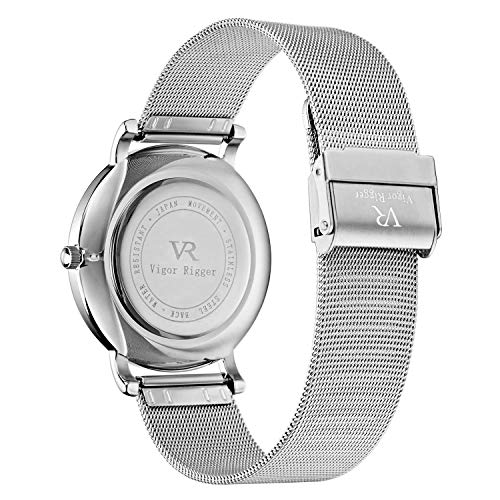 Vigor Rigger 남성 시계s Fashion Slim Quartz Date Wrist Watch with Mesh Band  미국출고 -538130