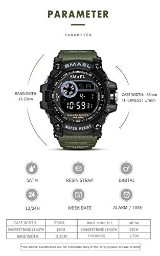남성 시계s Large Dial 아날로그 Digital Watch Casual Sport Watch Multifunction Military Watch with LED Light  미국출고 -538131