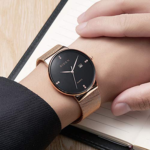 Luxury 남성 시계s Fashion Minimalist Wrist Watch 아날로그 Date Ultra Thin Stainless Steel Mesh Band Quartz Watch  미국출고 -538132