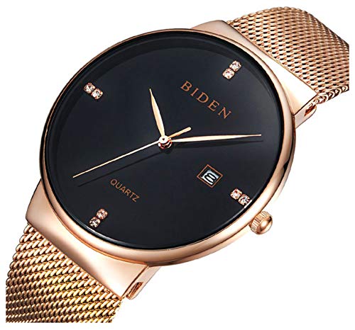 Luxury 남성 시계s Fashion Minimalist Wrist Watch 아날로그 Date Ultra Thin Stainless Steel Mesh Band Quartz Watch  미국출고 -538132
