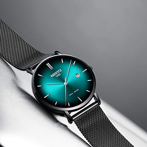 남성 시계s Watch Ultra Thin Wrist Watches for 남성 시계 Fashion 방수 Dress Black Stainless Steel Band  미국출고 -538140