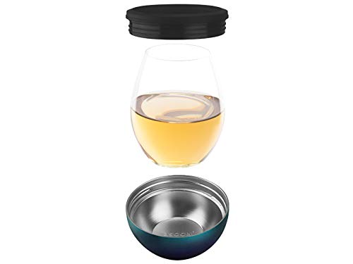 아소부 보온 보냉 Insulated Stemless Stainless Steel Sleeve and Wine Glass (Black) 미국출고-538544