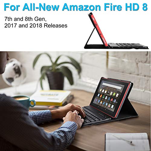 파이어 HD 케이스 AGPTEK Keyboard Case for All-New Amazon Fire HD 8 (Only 7th and 8th Gen, 2017 and 2018 Releases 미국출고-538849
