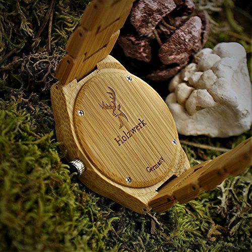 나무손목시계 수제 Holzwerk Germany® 여성용 에코 내추럴 우드시계 사슴을 모티브로 한 아날로그 클래식 쿼츠시계-550241