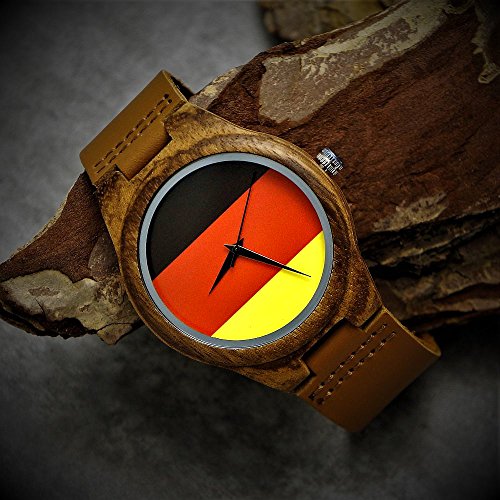 나무손목시계 수제 Holzwerk Germany® 남성 독일 국기 여성시계 에코 천연나무 아날로그 손목시계 여성시계 남성시계 쿼츠시계-550244