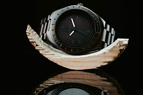 나무손목시계 LAiMER 나무시계 손목시계 블랙 에디션 우드시계 야광 아날로그 남성용 쿼츠시계 Ø 50mm 천연 나무-550254