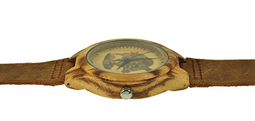 나무손목시계 Munixwood 나무 손목시계 전통 의상 및 사냥 멧돼지 모티브 수제 얼룩말 나무 석영 운동-550262