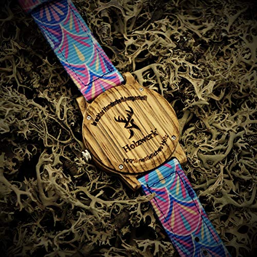 나무손목시계 수제 Holzwerk Germany® 여성용 남성용 Boho 내추럴 나무시계 나무 손목시계 다채로운 퍼플 핑크 블루 브라운 -550283