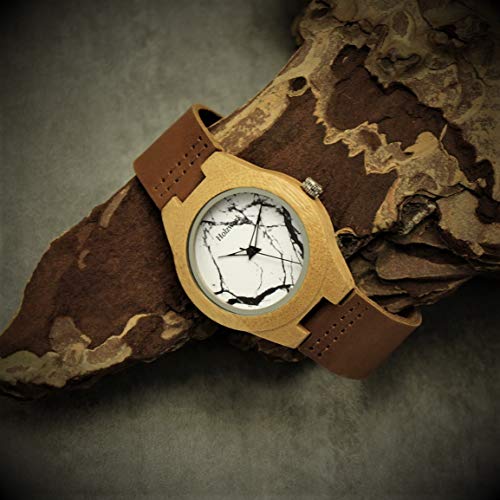 나무손목시계 수제 Holzwerk Germany® 여성용 에코 내추럴 우드시계 가죽 스트랩시계 아날로그 클래식  대리석 디자인-550286
