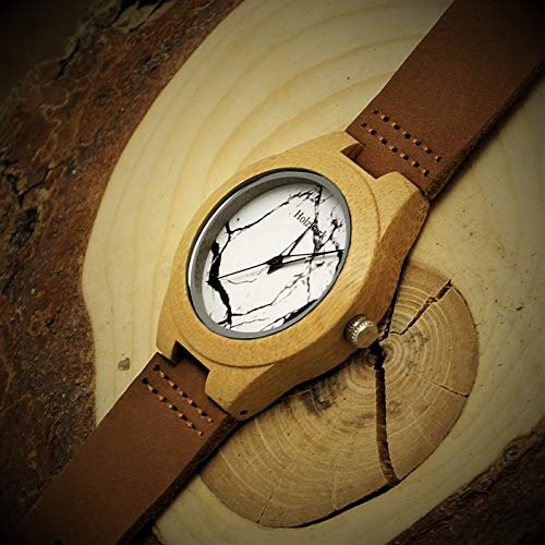 나무손목시계 수제 Holzwerk Germany® 여성용 에코 내추럴 우드시계 가죽 스트랩시계 아날로그 클래식  대리석 디자인-550286
