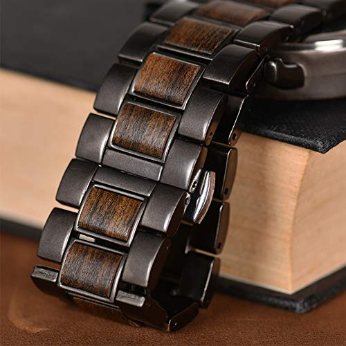 나무손목시계 에보니와 스테인리스 스틸로 만든 BOBO BIRD 남성용 손목시계와 선물 상자-550293