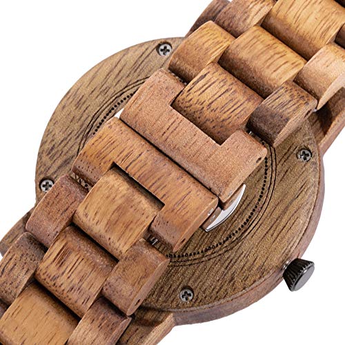 나무손목시계 남성용 여성용 남여 공용 나무시계 CZOKA 내츄럴 블랙 월넛 손목시계 아날로그 쿼츠 나무 스트랩 날짜표시 -550301