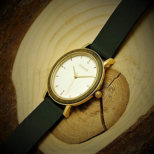 나무손목시계 수제 Holzwerk Germany® 여성용 에코 천연 나무시계 가죽 아날로그 클래식 쿼츠시계 -550302