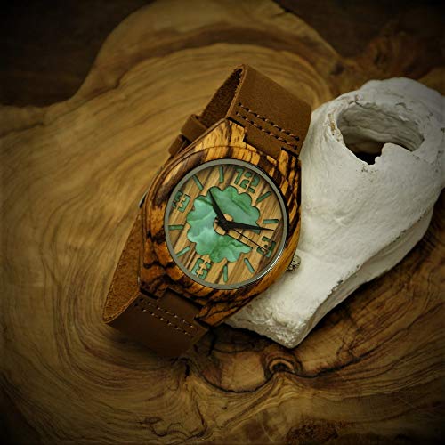 나무손목시계 수제 Holzwerk Germany ® 에코 여성용 남성용 에코 천연 나무시계 가죽 대리석 스톤 아날로그 클래식 쿼츠시계-550306