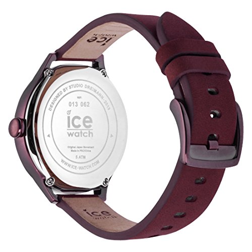 나무손목시계 Ice Watch Ice Time Red Purple 가죽 스트랩이 달린 레드 여성용-550313