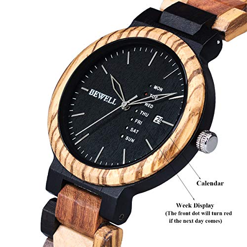 나무손목시계 BEWELL 100BG 남성용 손목시계 아날로그 디스플레이 스트랩 석영 무브먼트-550314