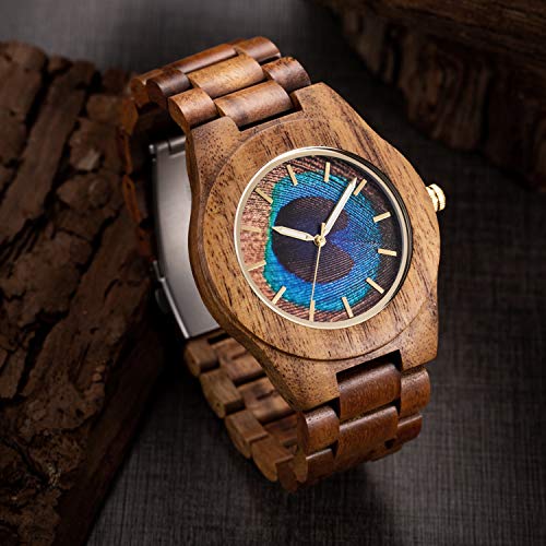 나무손목시계 Mujuze 나무시계 남자 여자 남자를위한 나무시계 아날로그 석영 나무 손목시계-550316