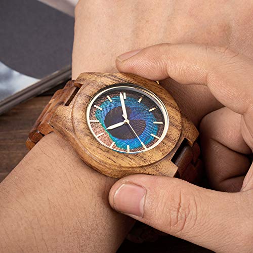 나무손목시계 Mujuze 나무시계 남자 여자 남자를위한 나무시계 아날로그 석영 나무 손목시계-550316