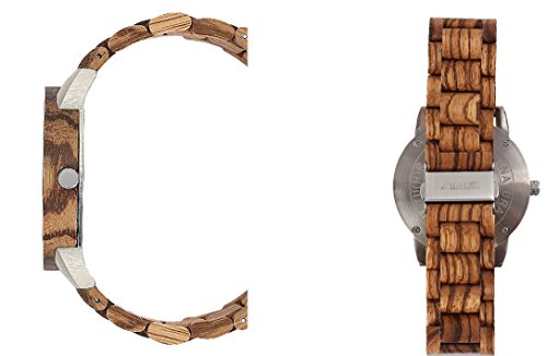 나무손목시계 Zebrano 나무로 만든 LAiMER 남성용 손목 시계 ELIA Mod. 0087-구조화 된 나무 스트랩 아날로그 쿼츠 시계-550325