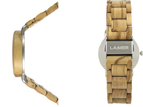 나무손목시계 LAiMER 나무시계 FILIPPO 이탈리아 올리브 나무로 만든 남성용 손목시계 통기성 나무 팔찌 모델-550326