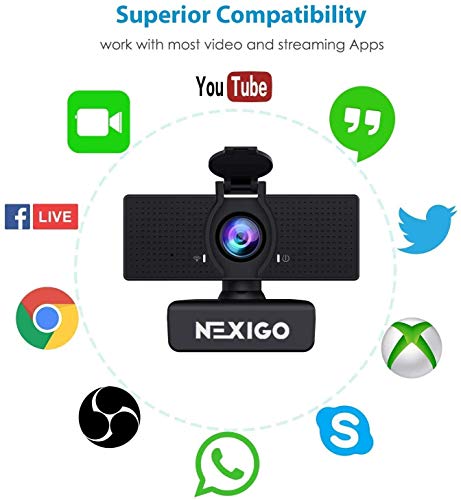 1080P Web Camera, HD 웹캠 화상수업 with 마이크 &amp; Privacy Cover, 2021 NexiGo N60 USB Computer Camera 미국출고 -551921