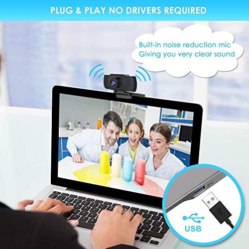 웹캠 화상수업 with 마이크, 1080P HD Streaming USB Computer 웹캠 화상수업 Plug and Play [30fps] for PC Video Conferencing,Calling,Gaming 미국출고 -551926