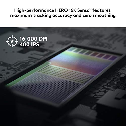 게이밍 마우스 로지텍 G502 Hero 고성능 스페셜 에디션, Hero 16K 센서, 16,000 DPI, RGB, 조정 가능한 무게, 11 개의 프로그래밍 가능 버튼-558511