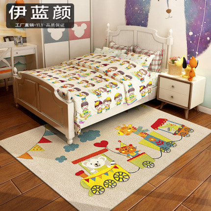 귀여운 동물모양 러그 아이방 침실 침대 커버 애니메이션 동물 사슴 친환경 도톰한-559076