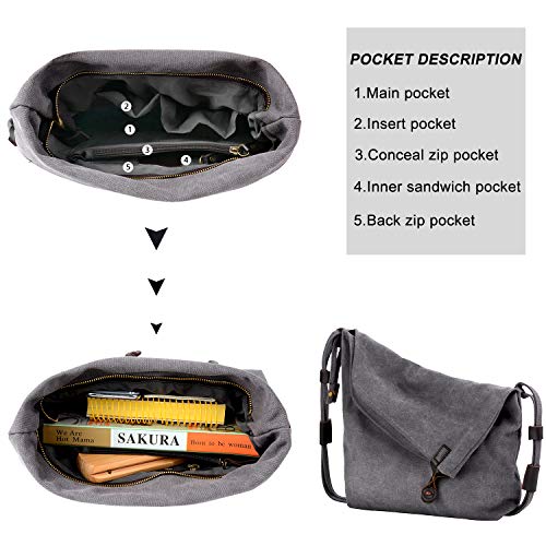Coofit Unisex 크로스백 숄더백 핸드백 메신저 백 빈티지 캔버스 크로스백 숄더백 핸드백 야외 사용-560012 독일출고
