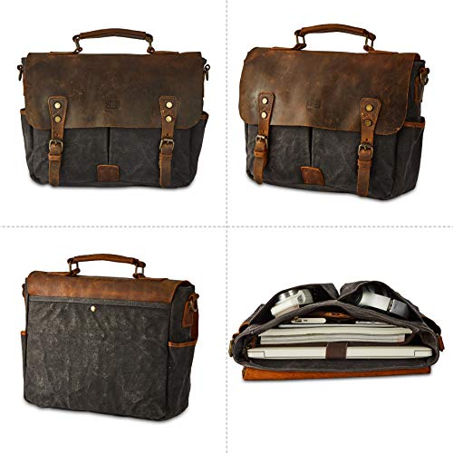 방수 랩탑 숄더 백 BRASS TACKS Leathercraft Vintage 14 inch Laptop Briefcase Shoulder Messenger Bag 미국출고-560361