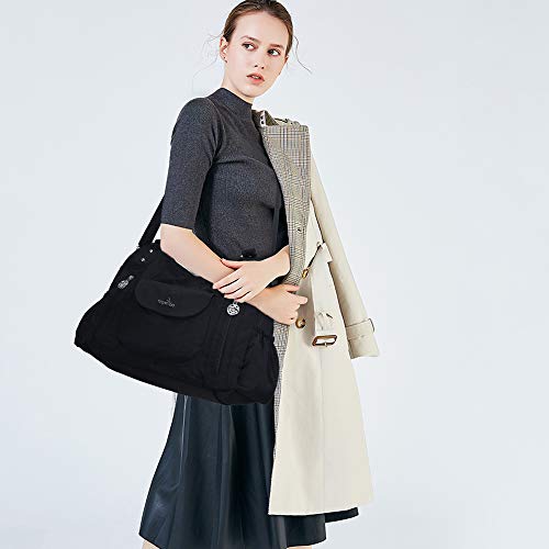 Women Handbags Shoulder Bags Washed Leather Satchel 토트백 여성가방 Bag Mutipocket Purse (5737 White Gray)  미국출고-560473