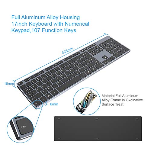 Aluminum USB Wired 키보드 with Numeric Keypad for PC Windows 10/8 / 7 / Vista/XP  미국출고 -563113