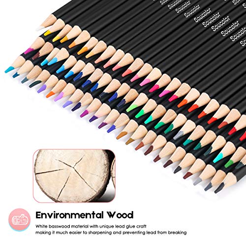 Soucolor 72 색 색연필 for Adult Coloring Books, Soft Core, Artist Sketching Drawing Pencils Art Craft Supplies 미국출고 -564136