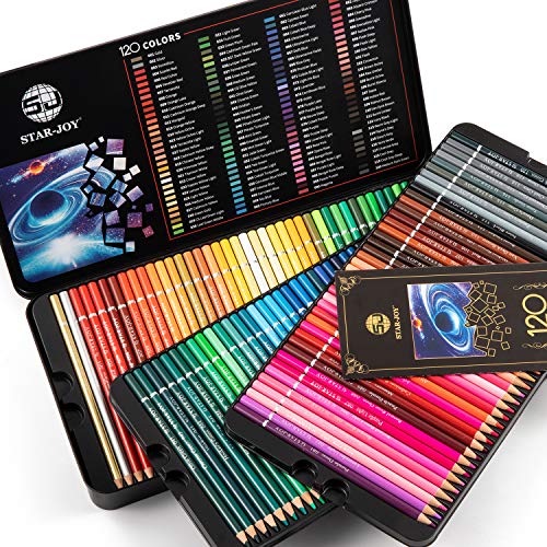 SJ STAR-JOY 120 색연필 for Coloring Books, Premier Coloring Pencils Set with Vibrant Color, Perfect Holiday 미국출고 -564150