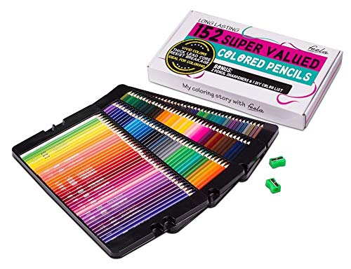 Feela 152 색연필 with Pencil Sharpener Premium Soft Core Colors Pencils Set for Adult Coloring Books 미국출고 -564203