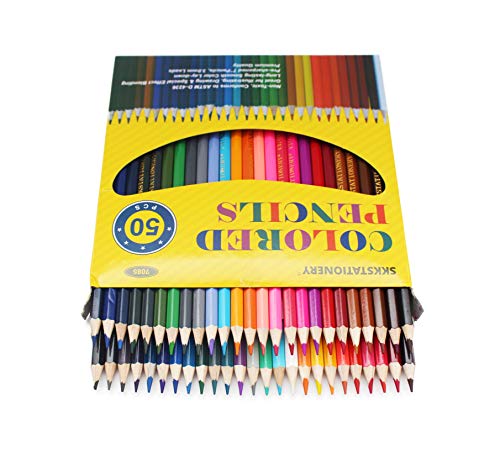 SKKSTATIONERY 50Pcs 색연필, 50 가지 생생한 색상, 스케치 용 드로잉 연필, 예술, 색칠하기 책, 크리스마스 할로윈 선물 미국출고 -564256