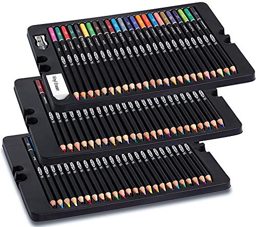색연필 for Adult Coloring-Deluxe Premium Color Pencil 74pcs Box Set-Adults and Kids-72 Softcore Lead Pencils 미국출고 -564277