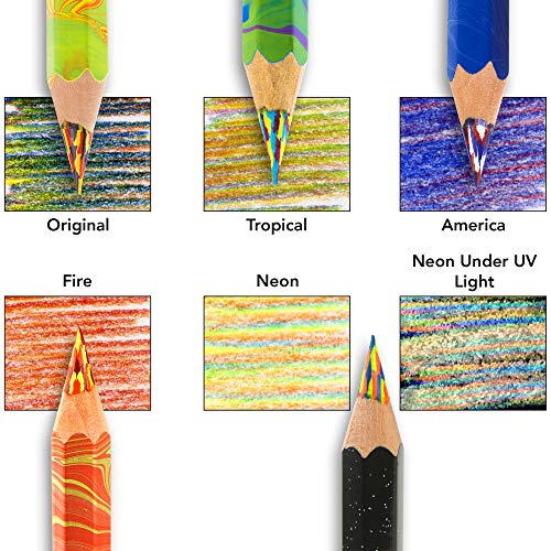 Koh-I-Noor Magic FX 연필, 5 팩-오리지널, 트로피컬, 네온, 아메리카 및 파이어 (FA3405.5BC) 미국출고 -564341