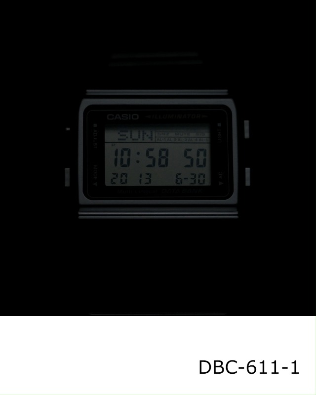 카시오 손목시계 남성용 DATABANK 디지털 시계, 스테인리스 스틸 스트랩, 실버 톤, 22 (모델 - DBC611-1VT) 미국출고 -564412