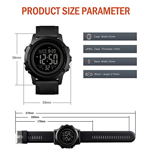 Mens Digital Sports 시계Large Face Waterproof Wrist Watches for Men with Stop시계Alarm LED Back Light  미국출고-577197